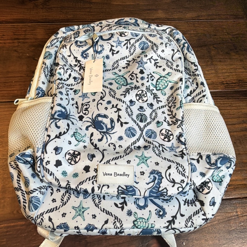 Vera Bradley Reactive Grand Backpack in Mint Sea Life Turtle New